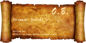 Orowan Botár névjegykártya